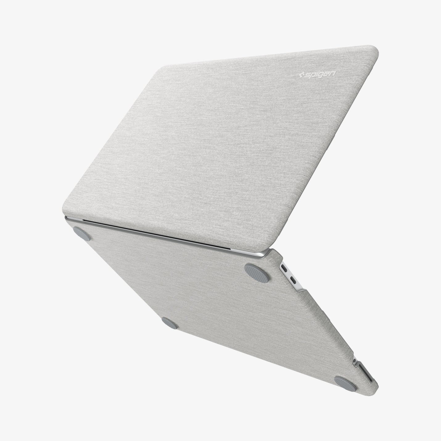 ACS11542 - MacBook Neo 13-inch Urban Fit in Heather Gray showing angled back view of Urban Fit case, opened at hinge
