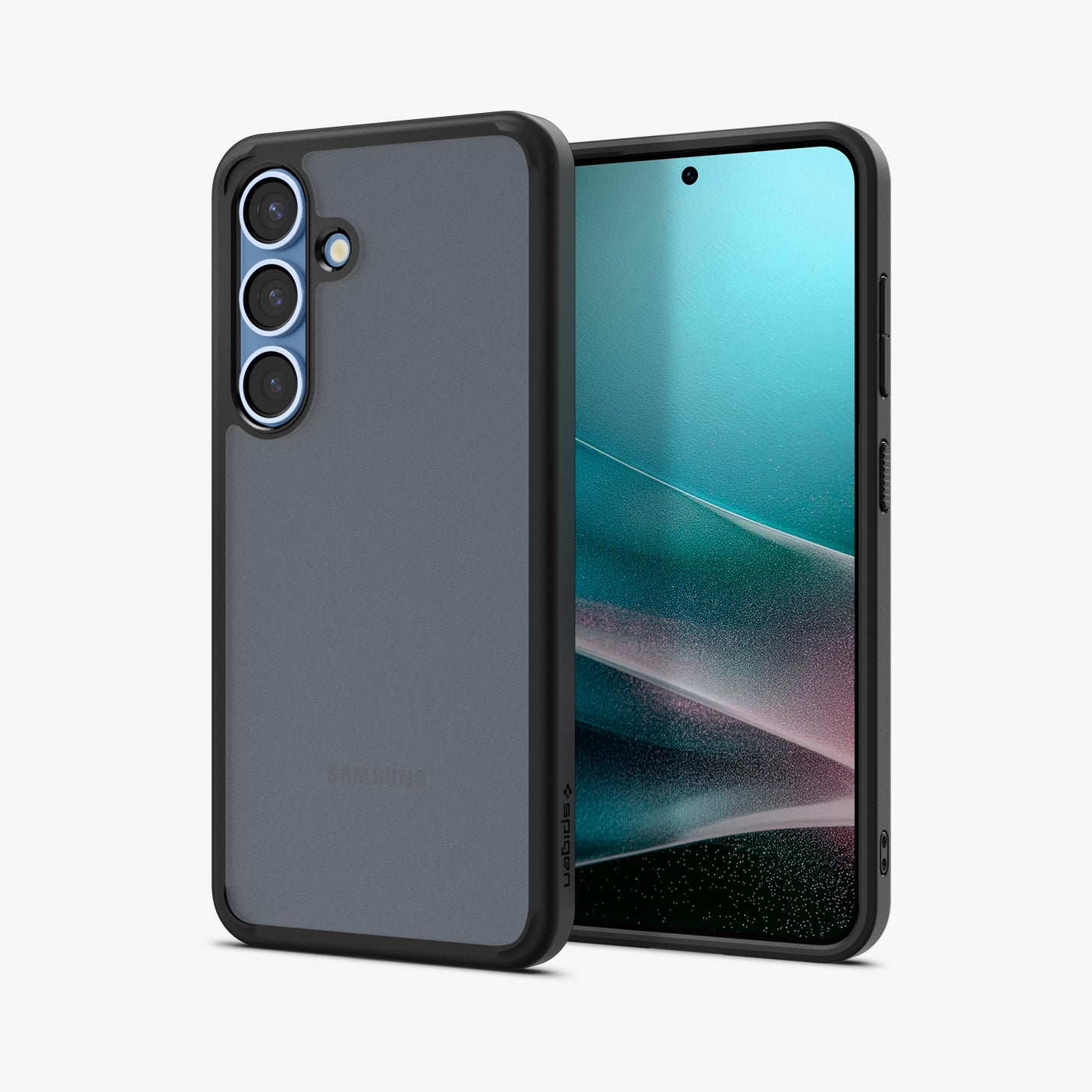 ACS08986 - Galaxy S25 Plus Case Ultra Hybrid in Frost Black showing the back, partial front and sides