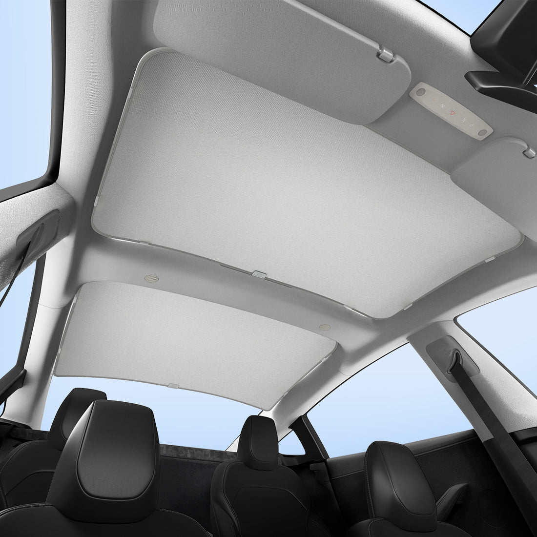 ACP08897 - Tesla Model 3 Highland CryoShade Sunroof | TO261H in Black showing the inner of the tesla