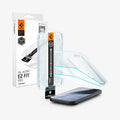 AGL11485 - Pixel 11 Pro XL GLAS.tR EZ Fit Pro front view of the packaging, installation tray, screen protector, and phone with the installation tray separated to show the easy alignment system.