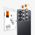 AGL11082 - Galaxy S26 Plus Optik EZ Fit Lens Pro Protector showing the 2 lens protector hovering in front of the device with the packaging behind it