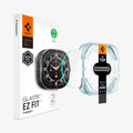 AGL11758 - Galaxy Watch Ultra Series - GLAS.tR EZ Fit showing the GLAS.tR EZ Fit 2-pack retail box alongside the Galaxy Watch Ultra, the tempered glass, and the EZ Fit installation tray.