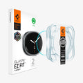 AGL09876 - Galaxy Watch 9 (44mm) GLAS.tR EZ Fit showing Galaxy Watch 9 (44mm) GLAS.tR EZ Fit retail box, watch, and applicator tray with press and remove steps