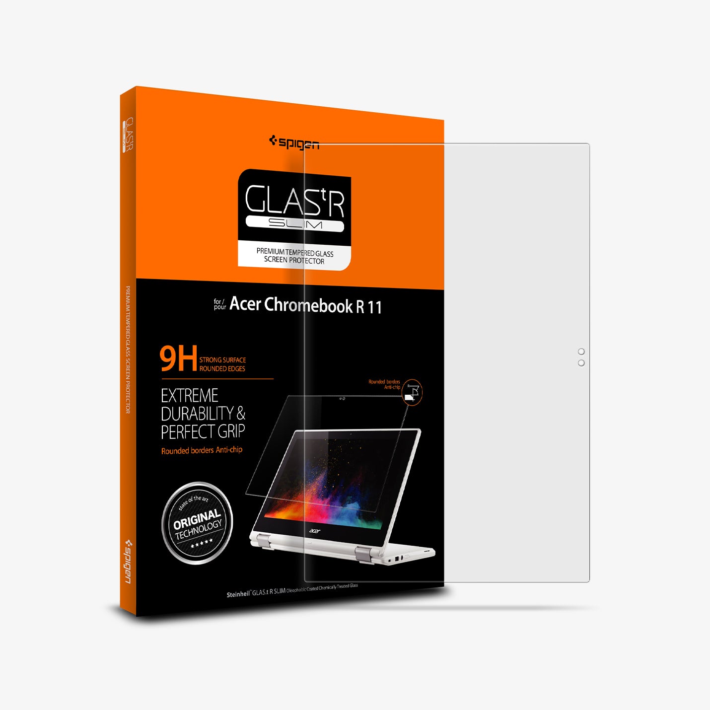 S01GL21806 - Acer Chromebook R 11 Glas.tR SLIM in Clear showing the screen protector in front of the packaging