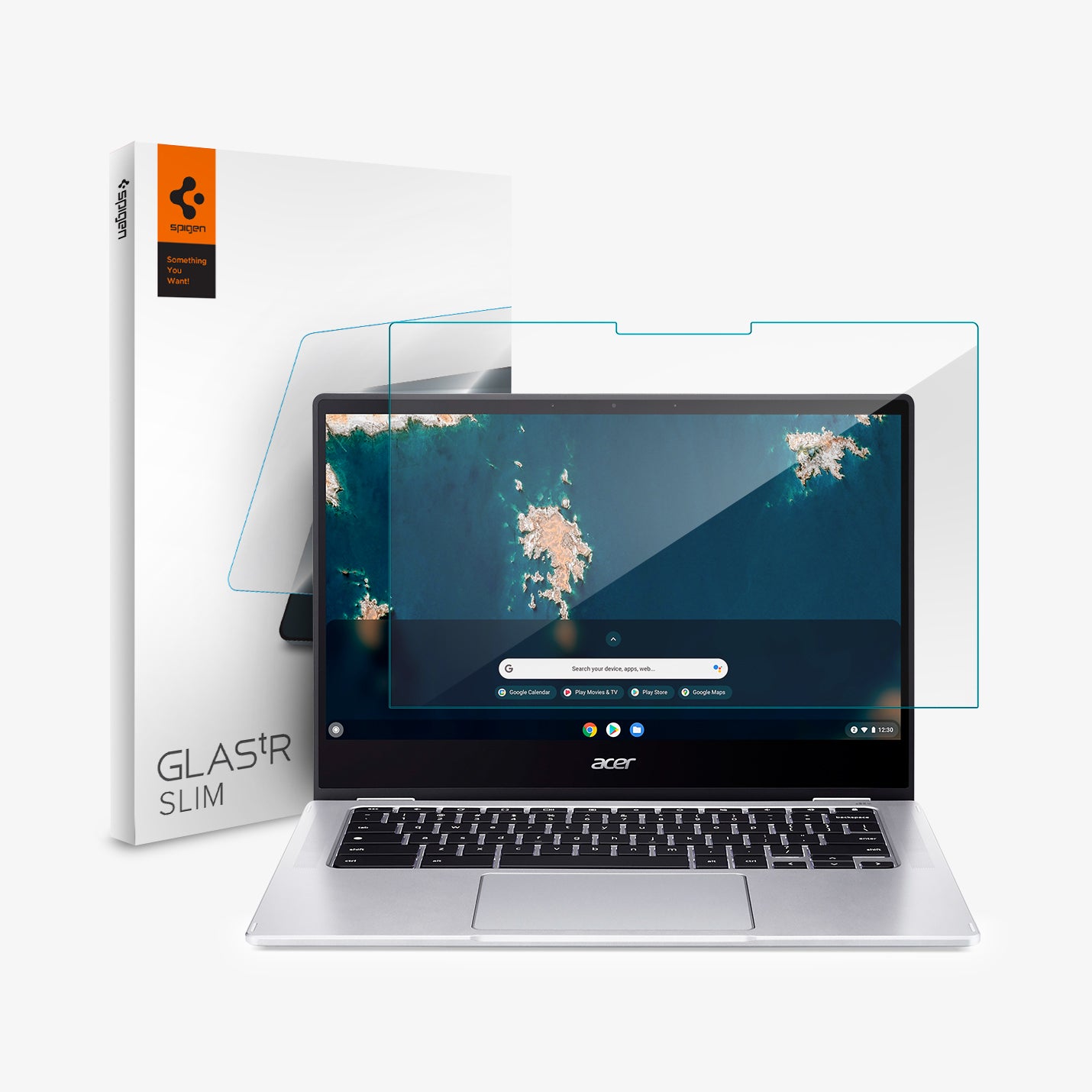AGL06506 - Acer Chromebook Spin 314 Screen Protector Glas.tR SLIM showing the device, screen protector and packaging