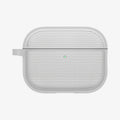ACS11144 - AirPods Pro 3 Classic Fit case front view showing textured fabric-style finish with LED indicator cutout in heather gray