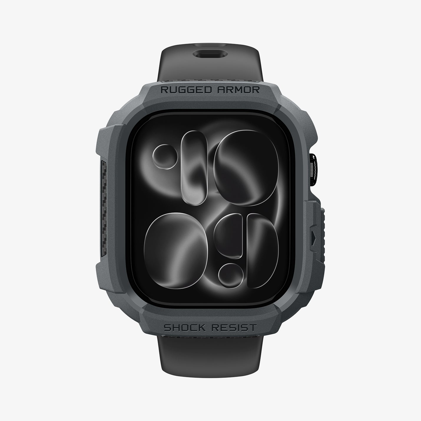 ACS11887 - Apple Watch Series 12 (46mm) Case Rugged Armor in Dark Gray showing a front view of the rugged protective case with raised edges and reinforced corner coverage