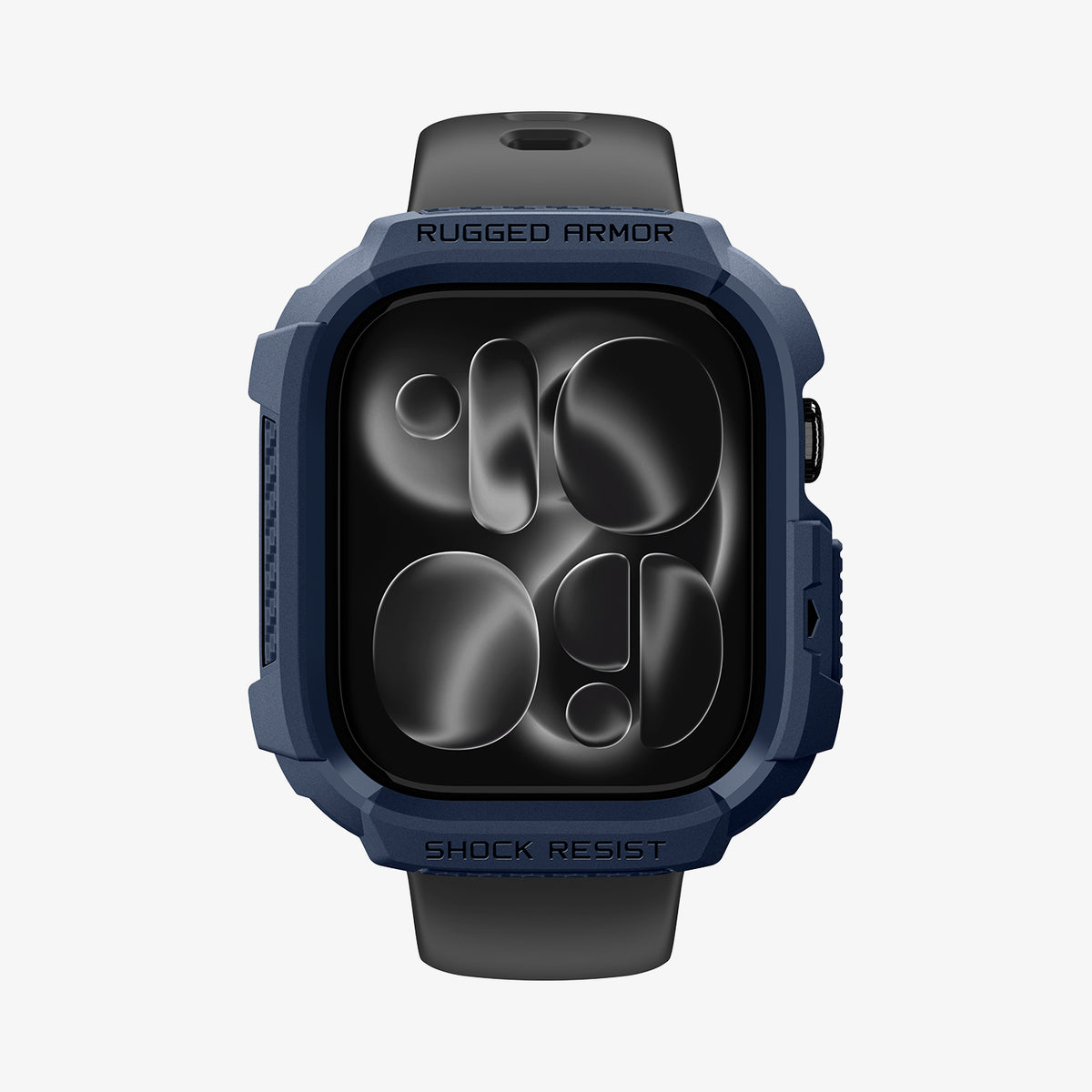 ACS11888 - Apple Watch Series 12 (46mm) Case Rugged Armor in Navy Blue showing a front view of the rugged protective case with raised edges and reinforced corner coverage