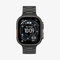 AMP11577 -  Apple Watch Series - Modern Fit Titanium Black link band shown attached to a smartwatch in a front view.