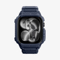 ACS11896 - Apple Watch Series 12 (46mm) Case Rugged Armor Pro in Navy Blue showing a front view of the rugged protective case and adjustable band with reinforced detailing