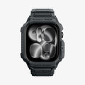 ACS11895 - Apple Watch Series 12 (46mm) Case Rugged Armor Pro in Dark Gray showing a front view of the rugged protective case and adjustable band with reinforced detailing