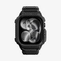 ACS11894 - Apple Watch Series 12 (46mm) Case Rugged Armor Pro in Matte Black showing a front view of the rugged protective case and adjustable band with reinforced detailing