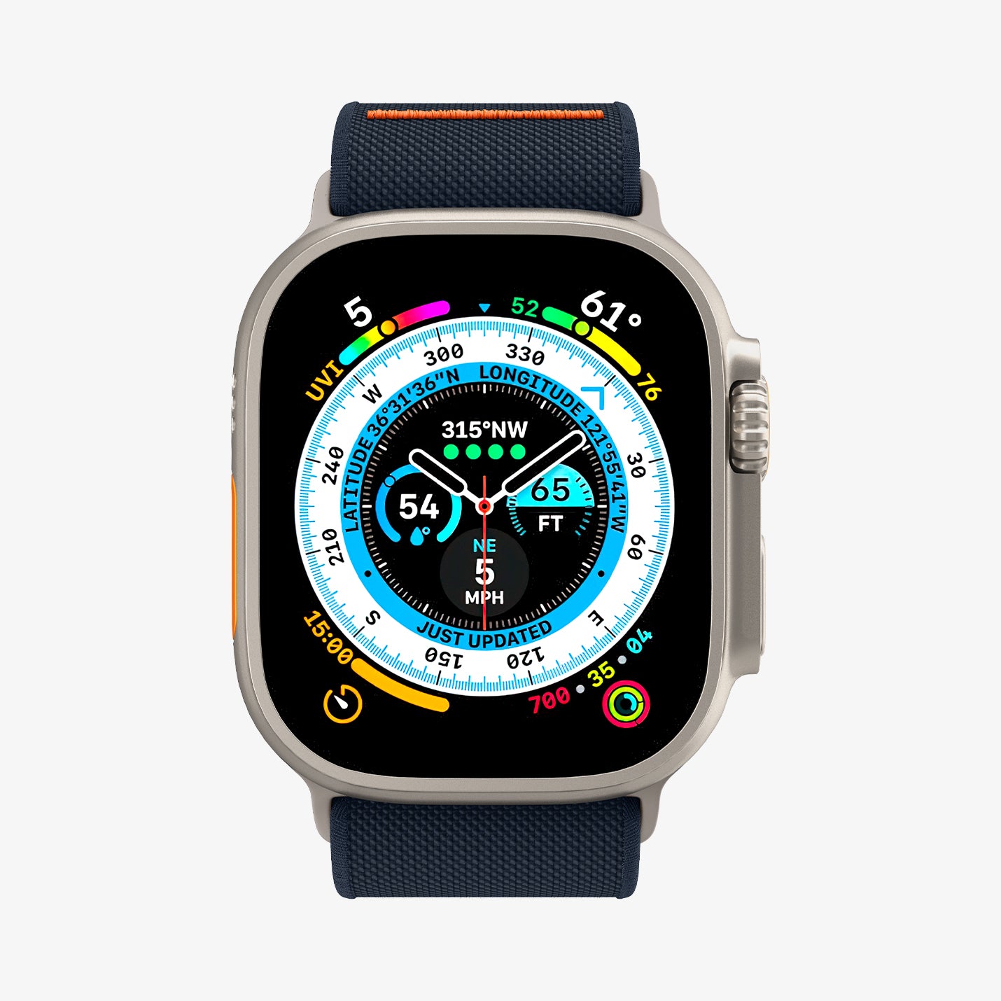 AMP05984 - Apple Watch Series (Apple Watch (49mm)/Apple Watch (45mm)/Apple Watch (42mm)) Watch Band Lite Fit Ultra màu xanh nước biển hiển thị mặt trước