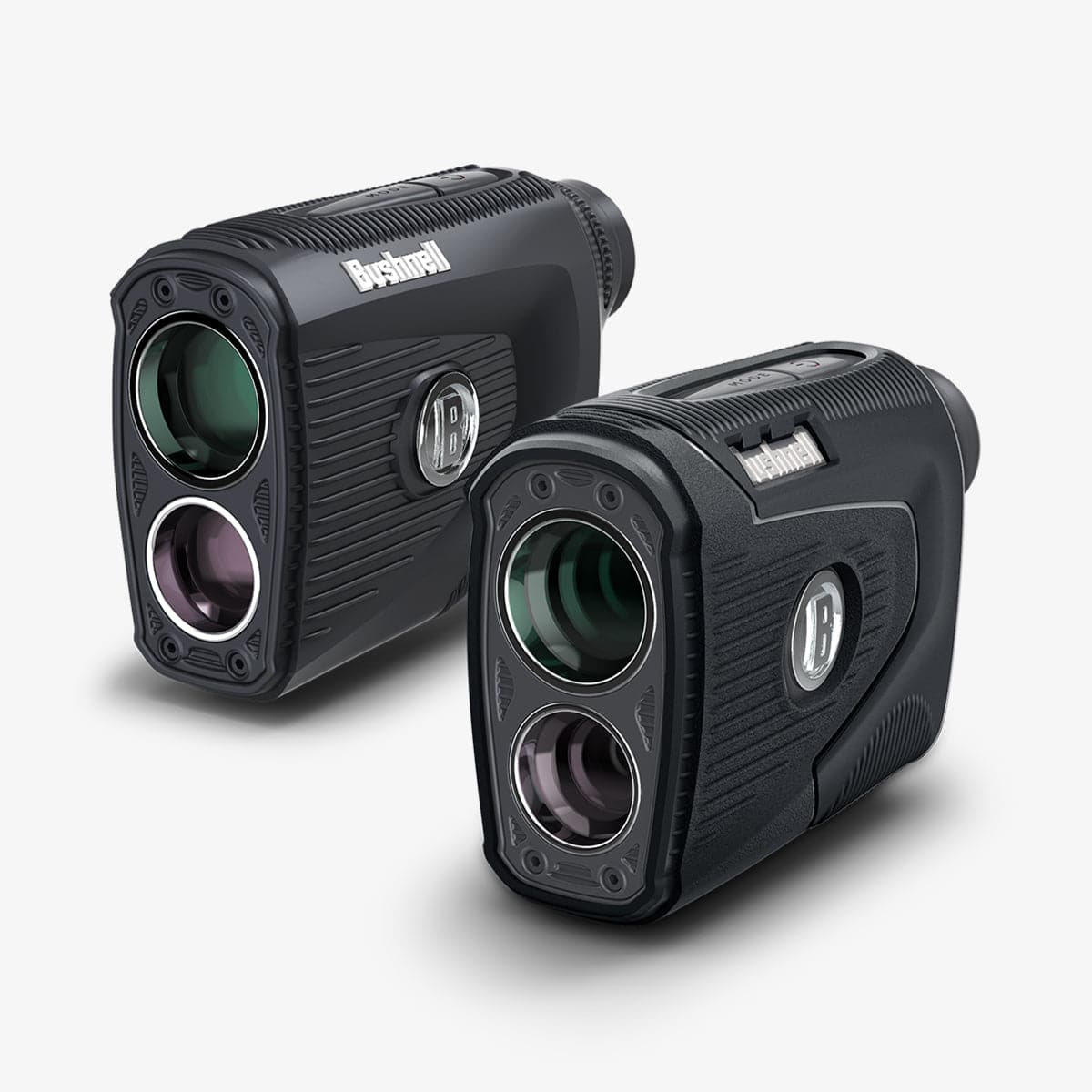ACS04228 - Bushnell Pro XE Rangefinder AirTag Case in black showing the back, front and sides