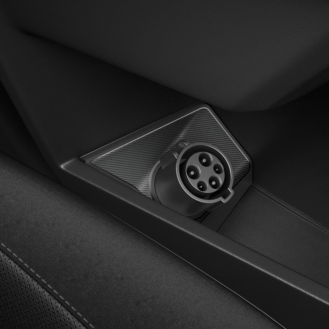 ACP09182 - Tesla cybertruck Charging Adapter Door Dock CO252 in Black  showing the top and partial side