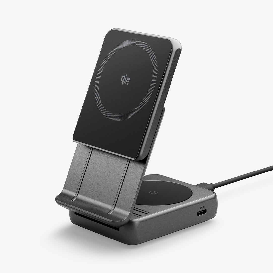 ACH10399 - 2-in-1 Magnetic Wireless Charger | EF302MOQ (Mag Fit) in Black showing front
