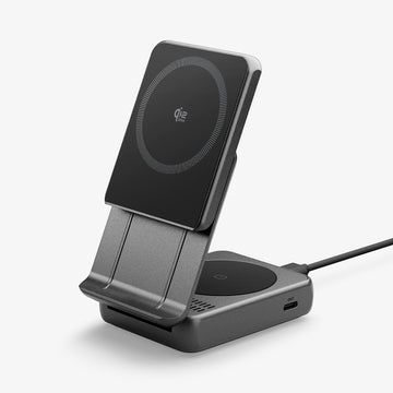 ACH10399 - 2-in-1 Magnetic Wireless Charger | EF302MOQ (Mag Fit) in Black showing front