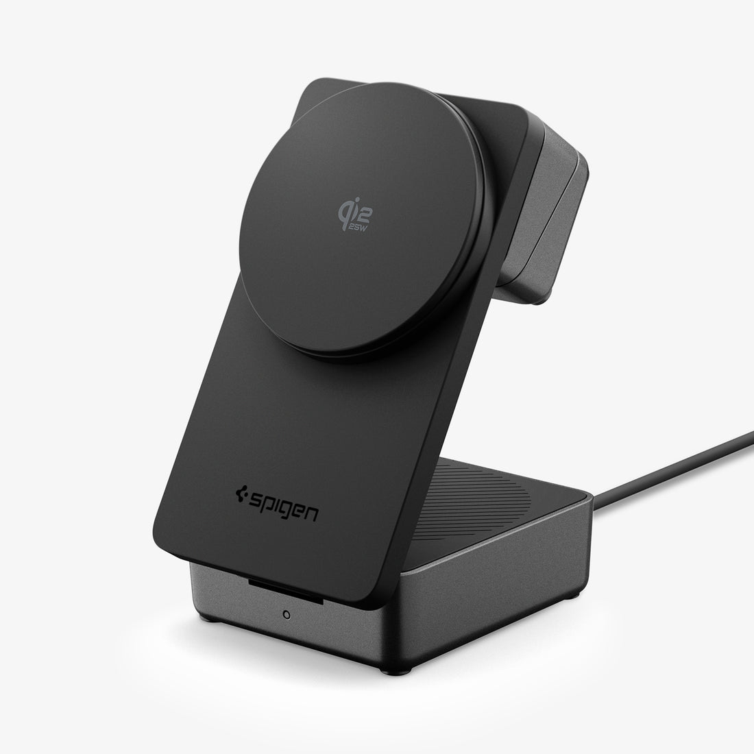 ACH10398 -  Spigen Qi2 3-in-1 Fast Wireless Charger showing front view of magnetic charging pad