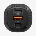 ACP09543 - ArcStation™ Essential 113W USB C Fast Car Charger | EV1133 showing a close-up of the charger's three ports and wattage labels