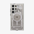 ACS07624 - Galaxy S24 Ultra Case Ultra Hybrid Metal Ring Zero One (MagFit) in Natural Titanium showing the back