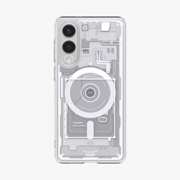 ACS09417 - Galaxy S25 Edge Case Ultra Hybrid Zero One in Zero One White showing the back