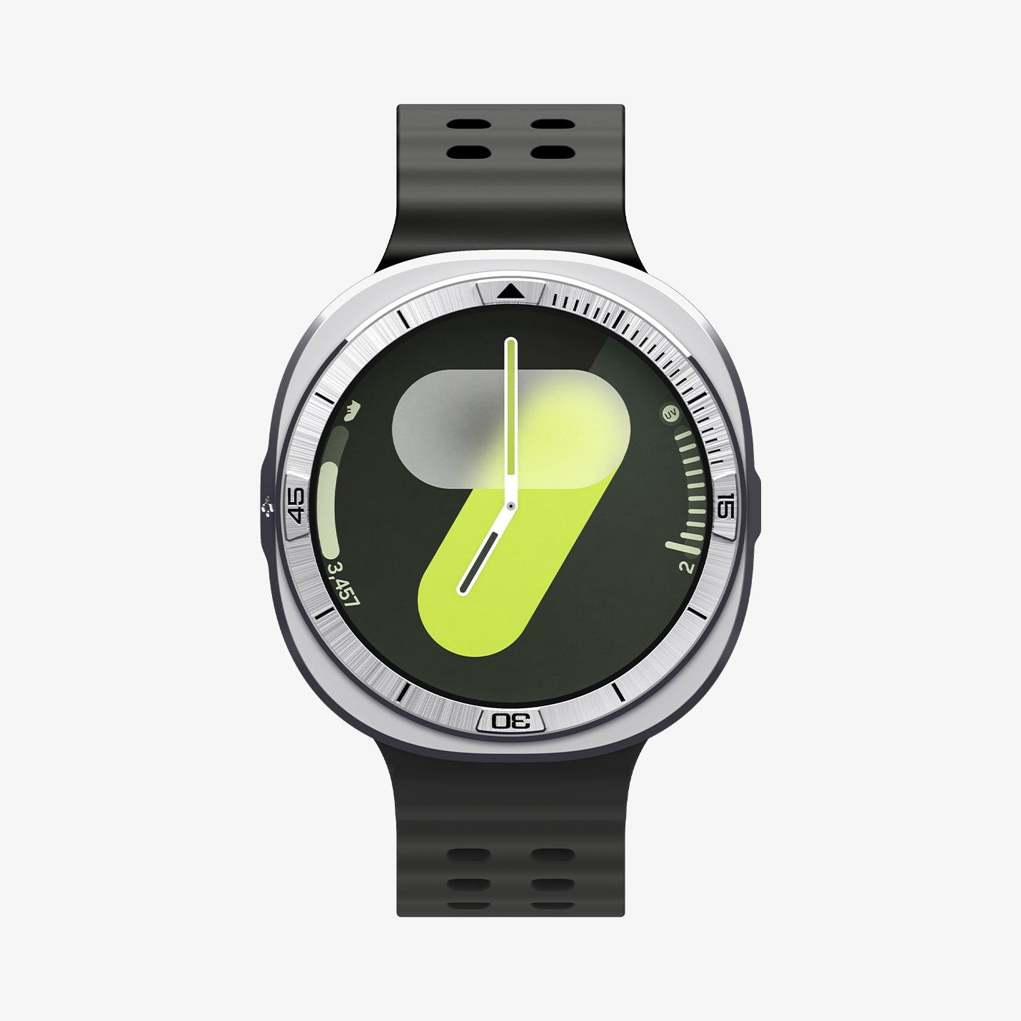 ACS10011 - Galaxy Watch 8 Bezel Tune Pro in sliver showing the front