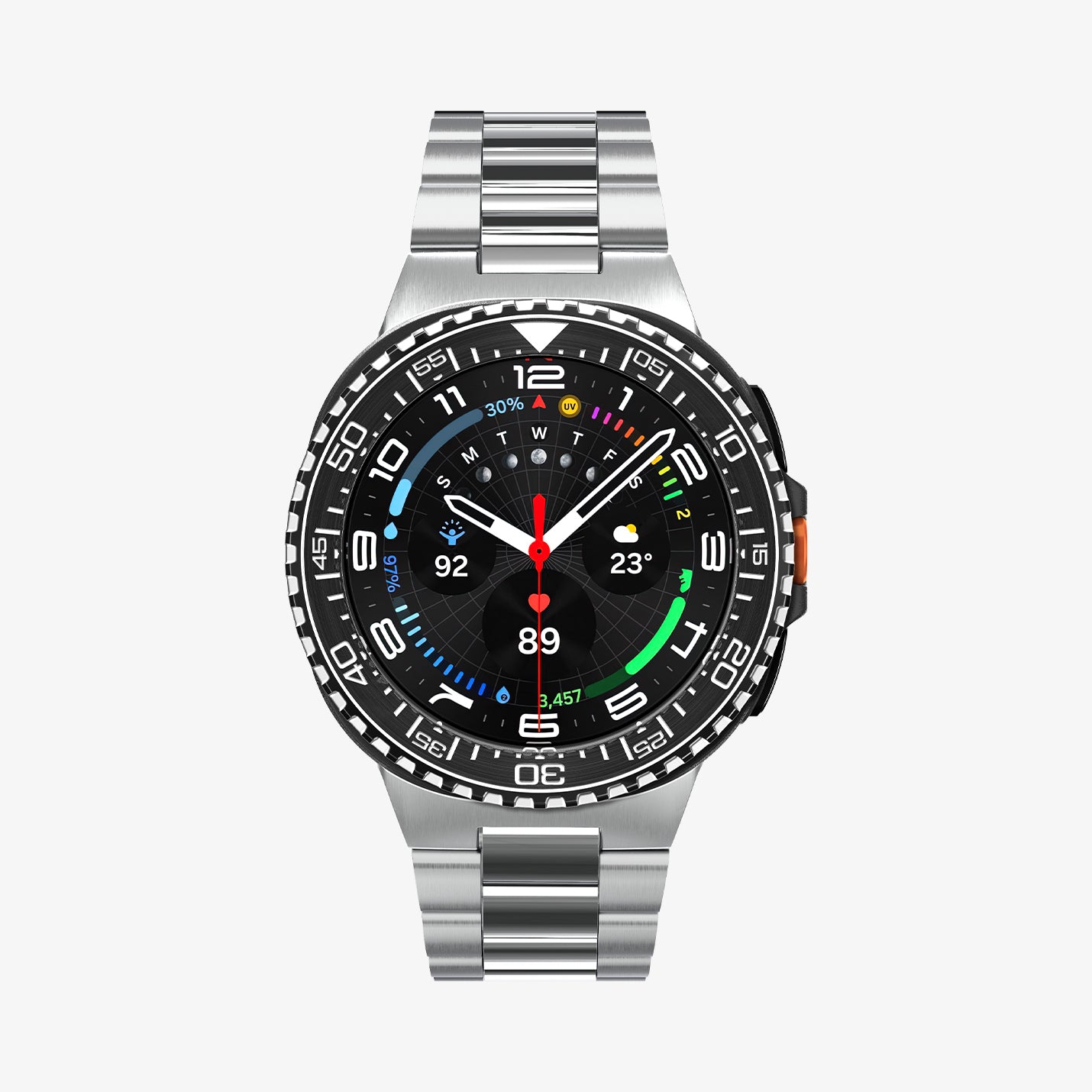 ACS10014 - Galaxy Watch 8 46mm Bezel Tune in black showing the front