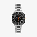 ACS11617 - SWUb Bezel Tune Black showing the case's front view fitted with a black link bracelet band