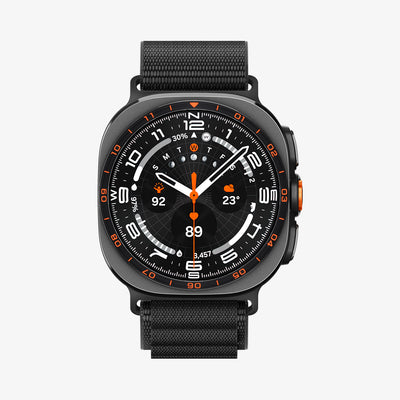 AMP11613 - Galaxy Watch Ultra Series - WBF1 showing the Galaxy Watch Ultra with the WBF1 nylon band in Black, front view on white background.