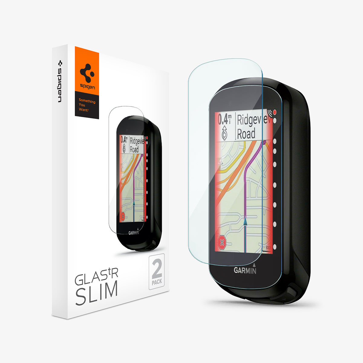 AGL04691 - Garmin Edge 830 Screen Protector GLAS.tR SLIM showing the device, screen protector and packaging