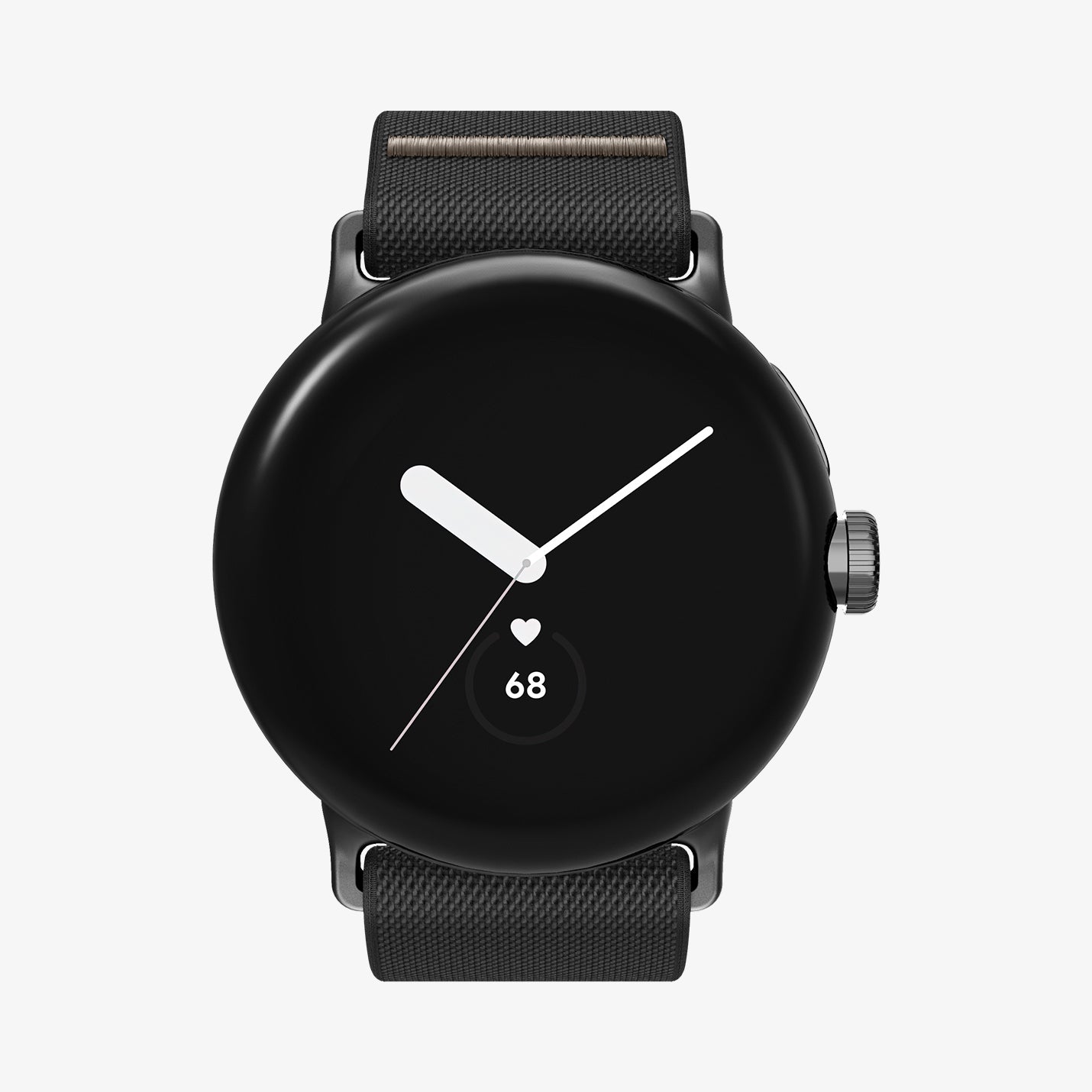 AMP06348 - Pixel Watch 5 (41mm) Lite Fit Black front view showcasing the slim woven watch band with a clean and minimalist design.