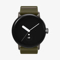 AMP07608 - Pixel Watch 5 (41mm) Lite Fit Khaki front view showcasing the slim woven watch band with a clean and minimalist design.