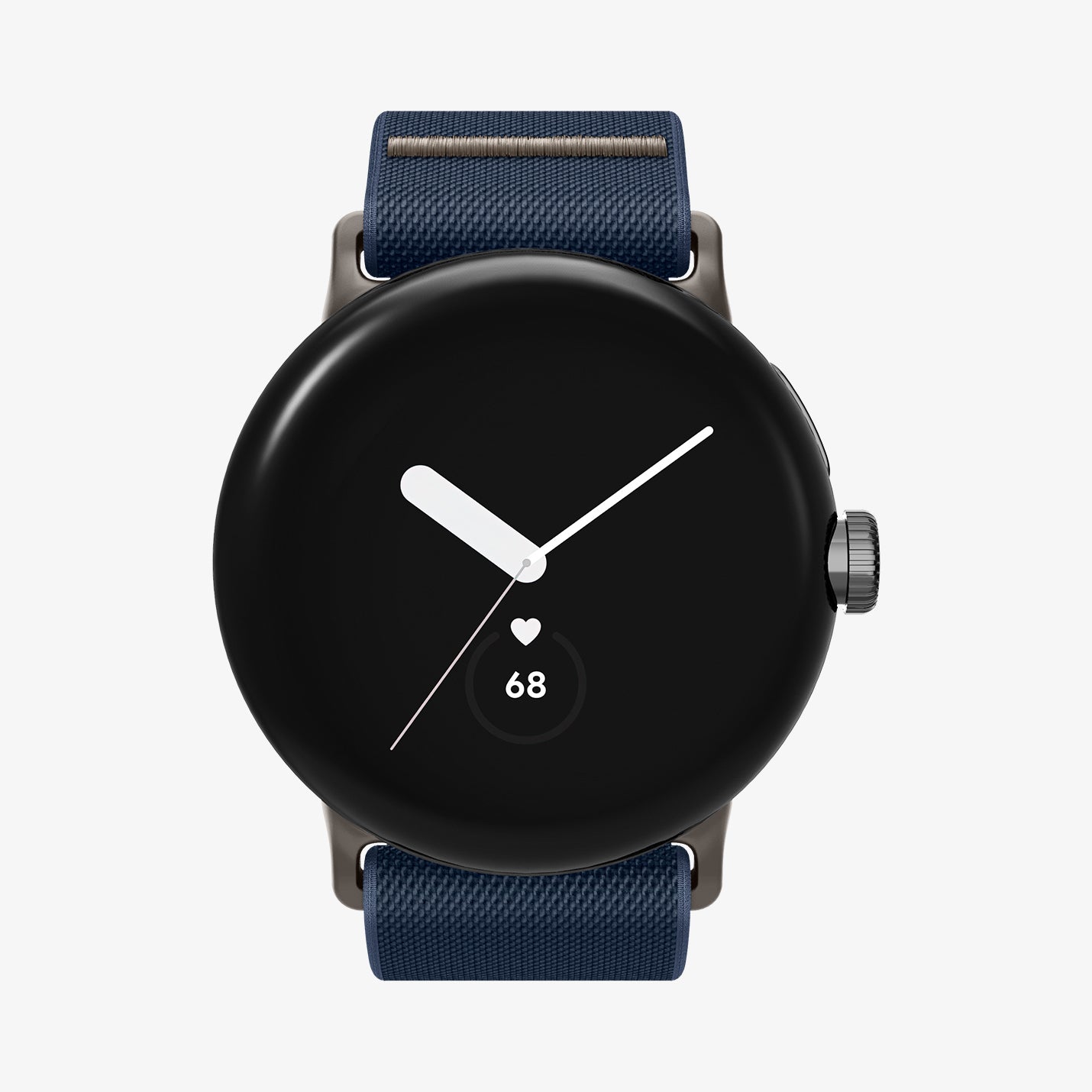AMP07607 - Pixel Watch 5 (41mm) Lite Fit Navy front view showcasing the slim woven watch band with a clean and minimalist design.
