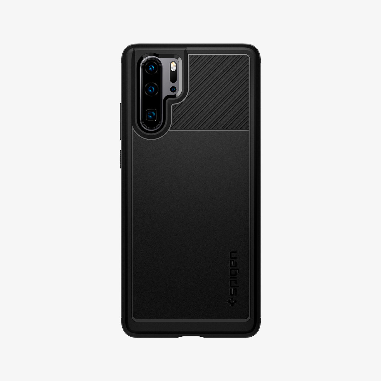 L37CS25725 - Huawei P30 Pro Case Rugged Armor in black showing the back
