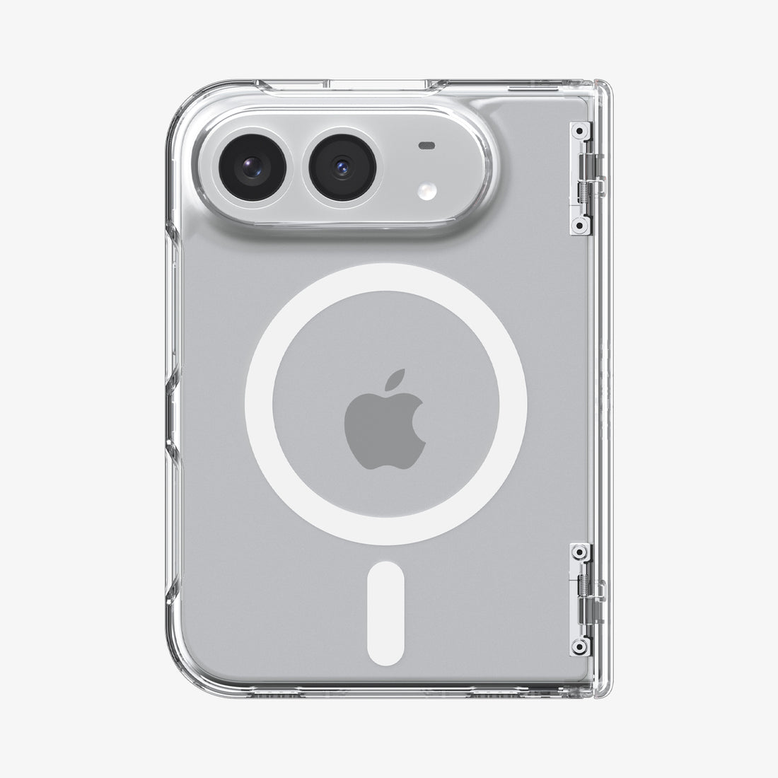 ACS11688 - iPhone Duo Ultra Hybrid Pro (Mag Fit) in Clear White showing the rear case with a magnetic ring and raised camera protection