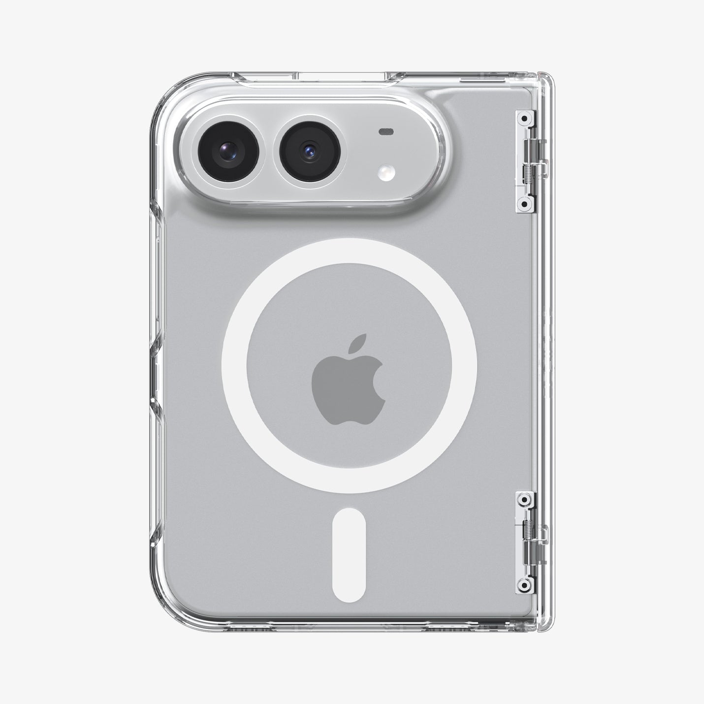 ACS11688 - iPhone Duo Ultra Hybrid Pro (Mag Fit) in Clear White showing the rear case with a magnetic ring and raised camera protection
