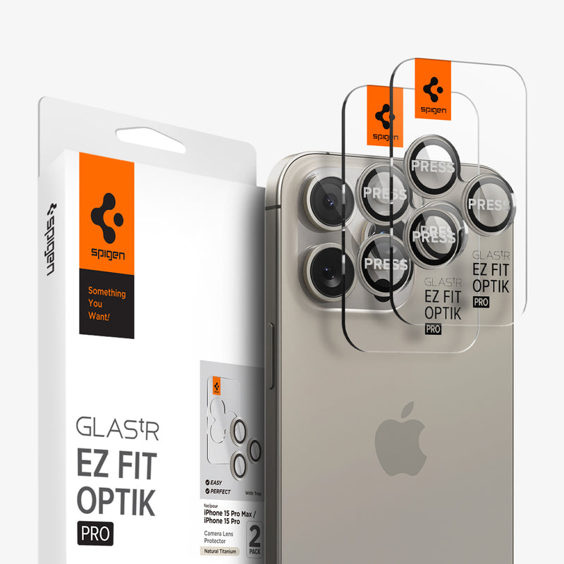 Spigen Glas.tR EZ Fit Optik Pro Camera Cover for iPhone 15 Pro / 15 Pro Max  - 2 pcs. - B2B wholesaler.hurtel.com