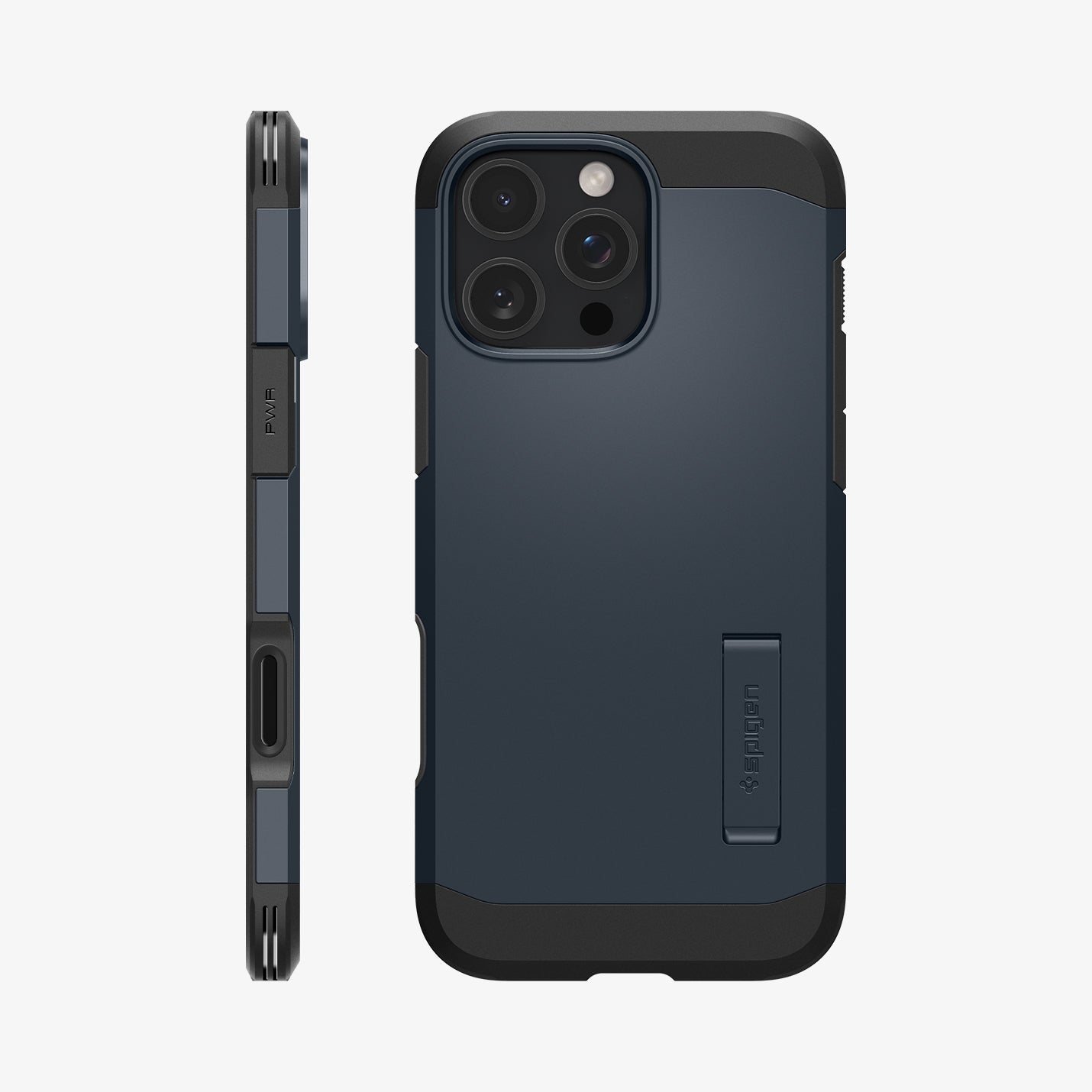 ACS08511 - iPhone 16 Pro Case Tough Armor T AI (MagFit) in Metal Slate showing the back and side