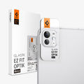 AGL07796 - iPad Pro 13-inch (2024) Optik Pro EZ Fit Lens Protector in Silver showing the front attached to a device and behind it, is the packaging