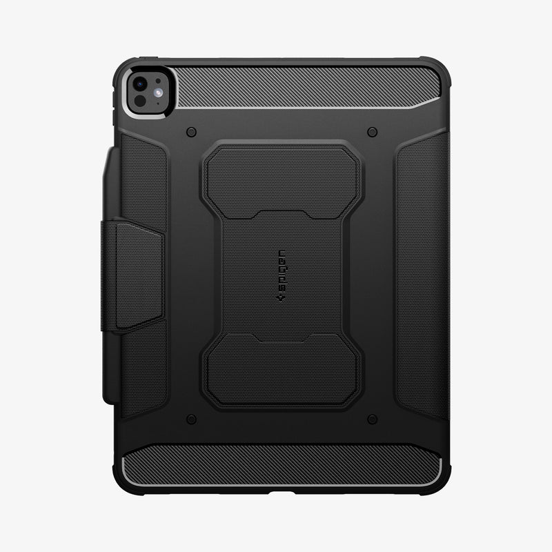 ACS07007 - iPad Pro 12.9-inch Case Rugged Armor Pro in Black showing the back in portrait position
