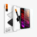 AGL12516 - iPad Mini 8 GLAS.tR EZ FIT showing iPad Mini screen protector, EZ Fit installation tray, and product packaging.