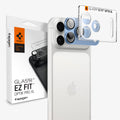 AGL12037 - iPhone 18 Pro Optik Pro XL EZ Fit Lens Protector in Light Blue showing a camera lens protector with an alignment tray and retail packaging.