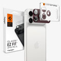 AGL12036 - iPhone 18 Pro Optik Pro XL EZ Fit Lens Protector in Dark Cherry showing a camera lens protector with an alignment tray and retail packaging.