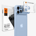 AGL12037 - iPhone 18 Pro Optik Pro XL EZ Fit Lens Protector in Light Blue showing a camera lens protector with an alignment tray and retail packaging.