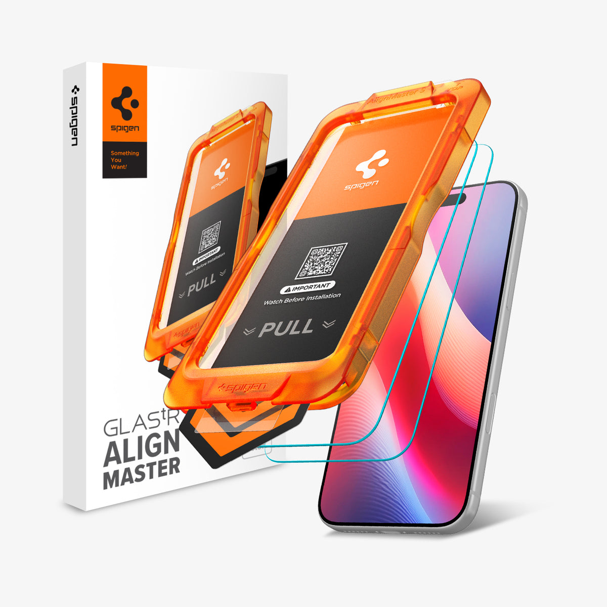 AGL11322 - iPhone 18 Pro Max / iPhone 17 Pro Max GLAS.tR AlignMaster S showing two screen protectors, installation trays, and retail packaging.