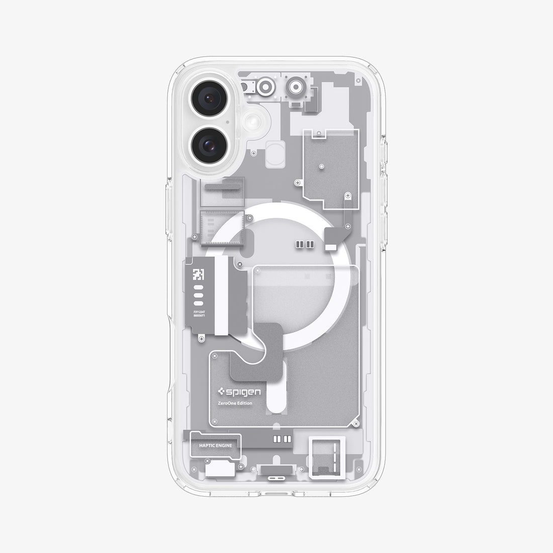 ACS08209 - iPhone 16 Case Ultra Hybrid Zero One (MagFit) in Zero One White showing the back