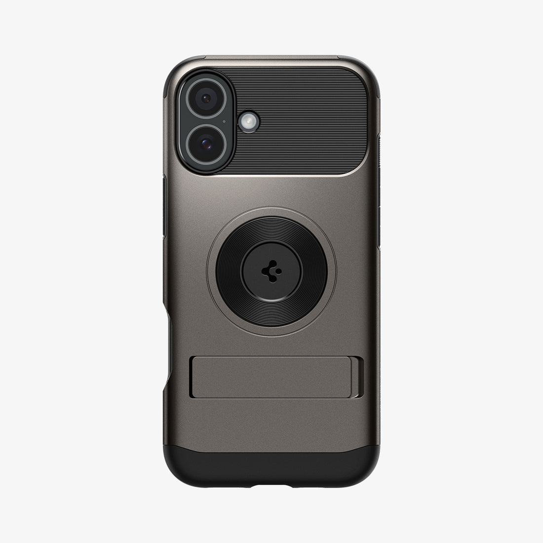 ACS08226 - iPhone 16 Case Slim Armor (MagFit) in Gunmetal showing the back