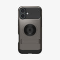 ACS08226 - iPhone 16 Case Slim Armor (MagFit) in Gunmetal showing the back
