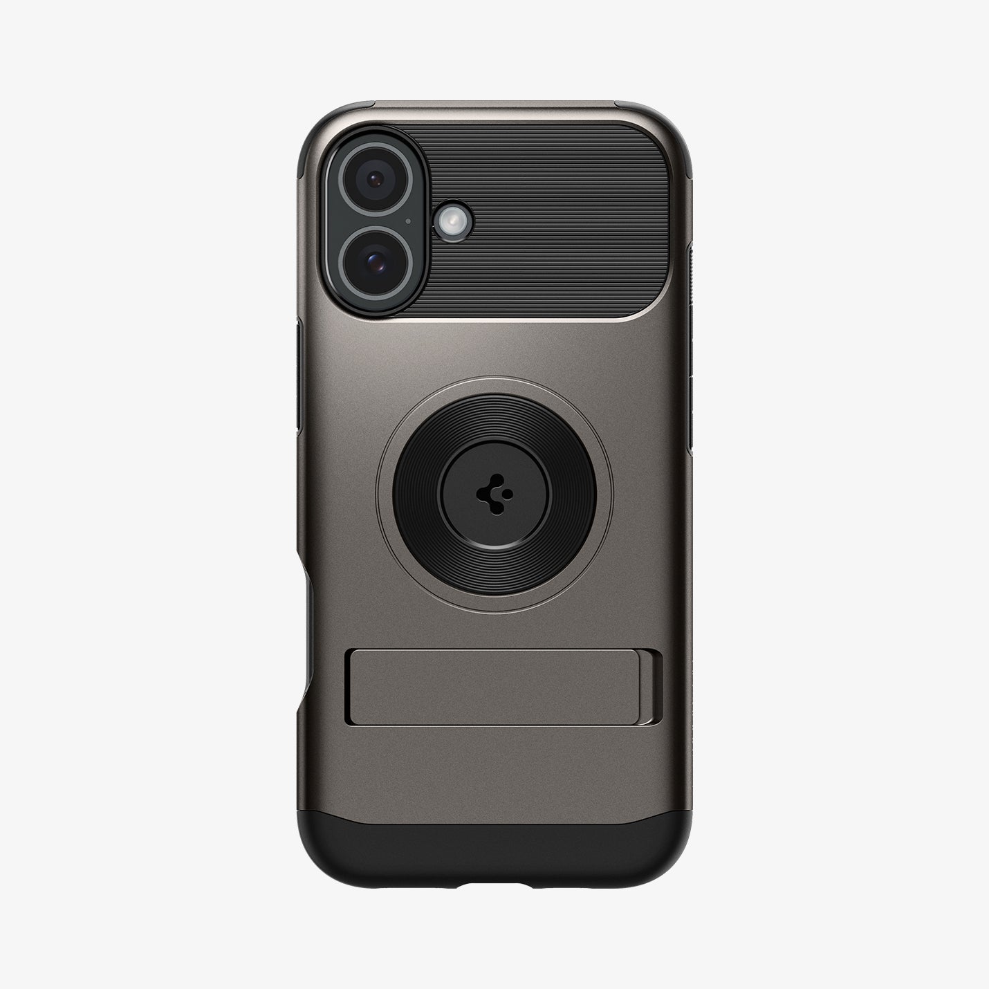 ACS08226 - iPhone 16 Case Slim Armor (MagFit) in Gunmetal showing the back