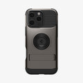 ACS08163 - iPhone 16 Pro Case Slim Armor (MagFit) in Gunmetal showing the back